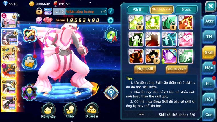 Mã : #TTS6698 - S1179 - BXH : 26 - V15 - Diancie & Palkia CH Vua Kiếm Bc Ho-oh Dnm Nhiều Pet HT