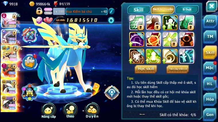 Mã : #TTS6698 - S1179 - BXH : 26 - V15 - Diancie & Palkia CH Vua Kiếm Bc Ho-oh Dnm Nhiều Pet HT
