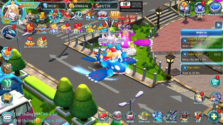 Mã : #TTS6698 - S1179 - BXH : 26 - V15 - Diancie & Palkia CH Vua Kiếm Bc Ho-oh Dnm Nhiều Pet HT