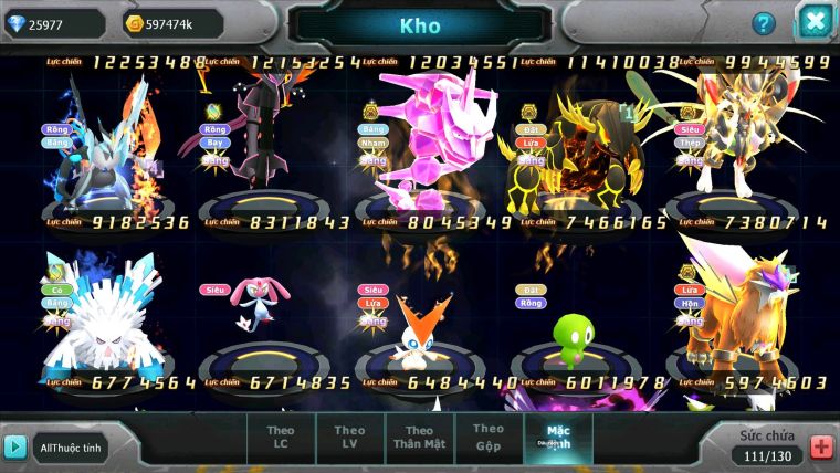 Mã : #TTS6709 - S1155 - V13 - 26K KC - BXH : 15 -Ho-oh  CHD Yvetal &Palkia CH Nhiều Pet Ht Bc
