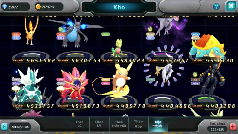 Mã : #TTS6709 - S1155 - V13 - 26K KC - BXH : 15 -Ho-oh  CHD Yvetal &Palkia CH Nhiều Pet Ht Bc