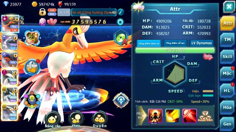 Mã : #TTS6709 - S1155 - V13 - 26K KC - BXH : 15 -Ho-oh  CHD Yvetal &Palkia CH Nhiều Pet Ht Bc