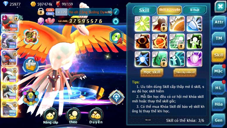 Mã : #TTS6709 - S1155 - V13 - 26K KC - BXH : 15 -Ho-oh  CHD Yvetal &Palkia CH Nhiều Pet Ht Bc
