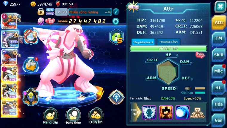 Mã : #TTS6709 - S1155 - V13 - 26K KC - BXH : 15 -Ho-oh  CHD Yvetal &Palkia CH Nhiều Pet Ht Bc