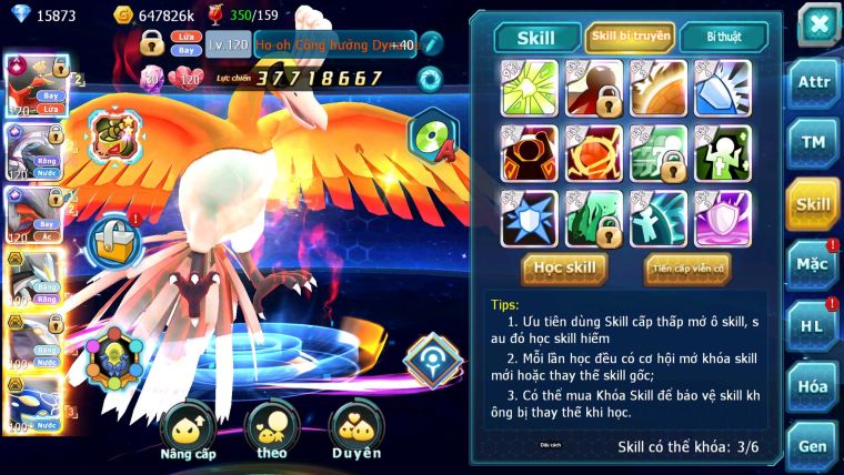 Mã : #TTS6722 - S1155 - BXH : 12 - 15K8 Kc Ho-oh CHD Palkia & Yvetal CH Black Cặp Cá Bc Nhiều Pet HT