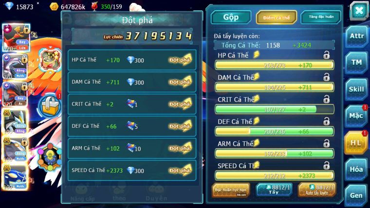 Mã : #TTS6722 - S1155 - BXH : 12 - 15K8 Kc Ho-oh CHD Palkia & Yvetal CH Black Cặp Cá Bc Nhiều Pet HT