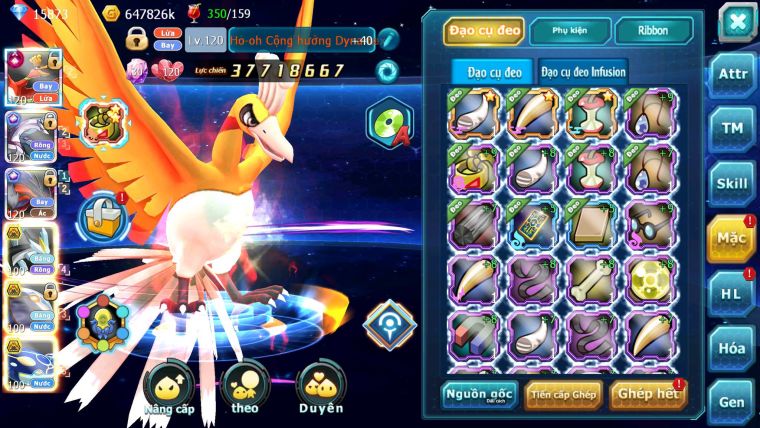 Mã : #TTS6722 - S1155 - BXH : 12 - 15K8 Kc Ho-oh CHD Palkia & Yvetal CH Black Cặp Cá Bc Nhiều Pet HT