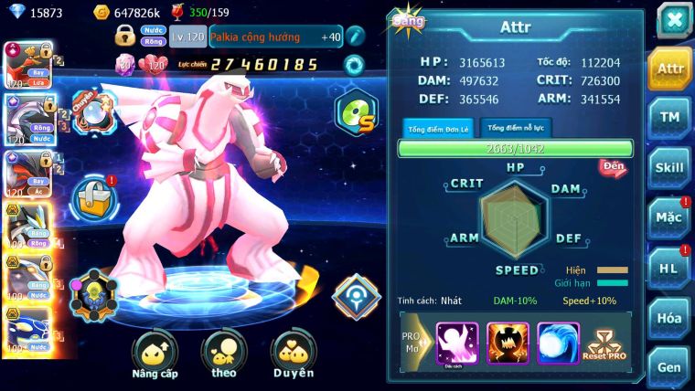 Mã : #TTS6722 - S1155 - BXH : 12 - 15K8 Kc Ho-oh CHD Palkia & Yvetal CH Black Cặp Cá Bc Nhiều Pet HT