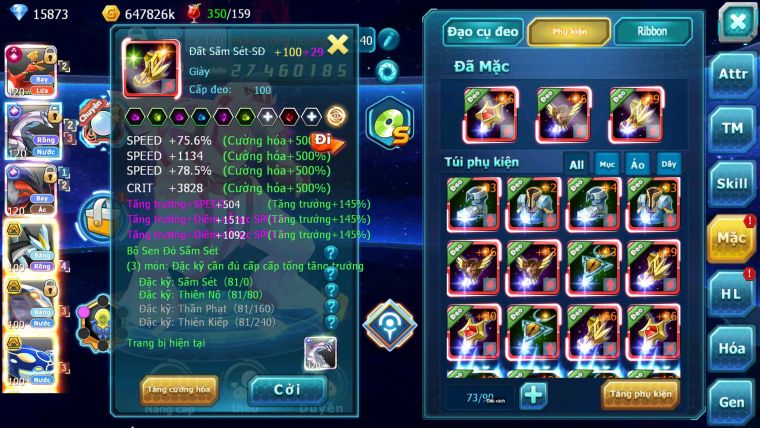 Mã : #TTS6722 - S1155 - BXH : 12 - 15K8 Kc Ho-oh CHD Palkia & Yvetal CH Black Cặp Cá Bc Nhiều Pet HT