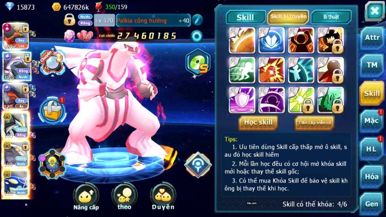 Mã : #TTS6722 - S1155 - BXH : 12 - 15K8 Kc Ho-oh CHD Palkia & Yvetal CH Black Cặp Cá Bc Nhiều Pet HT