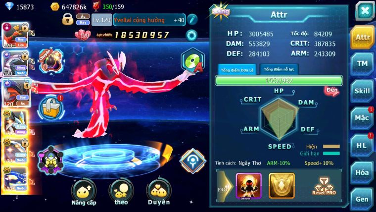 Mã : #TTS6722 - S1155 - BXH : 12 - 15K8 Kc Ho-oh CHD Palkia & Yvetal CH Black Cặp Cá Bc Nhiều Pet HT