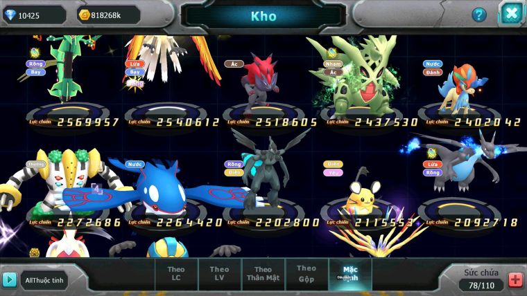 Mã : #TTS6727 - S1458 - V14 - BXH : 50 - Cưỡi Pikachu Palkia CH Zflare Bá chủ Z100 Bc Diancie Bc Dnm Nhiều Pet HT