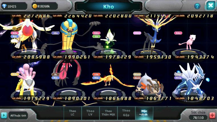 Mã : #TTS6727 - S1458 - V14 - BXH : 50 - Cưỡi Pikachu Palkia CH Zflare Bá chủ Z100 Bc Diancie Bc Dnm Nhiều Pet HT