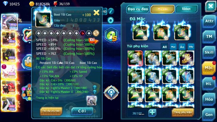 Mã : #TTS6727 - S1458 - V14 - BXH : 50 - Cưỡi Pikachu Palkia CH Zflare Bá chủ Z100 Bc Diancie Bc Dnm Nhiều Pet HT