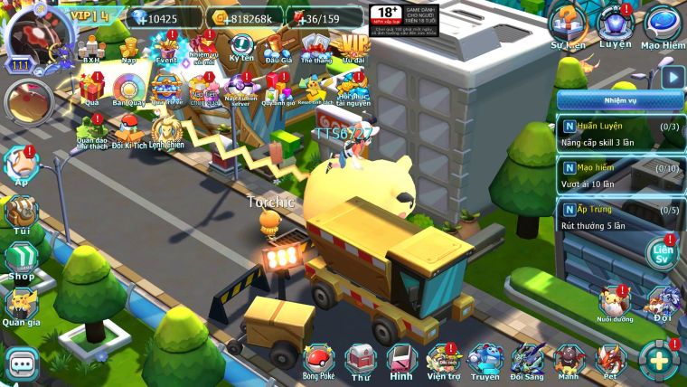 Mã : #TTS6727 - S1458 - V14 - BXH : 50 - Cưỡi Pikachu Palkia CH Zflare Bá chủ Z100 Bc Diancie Bc Dnm Nhiều Pet HT