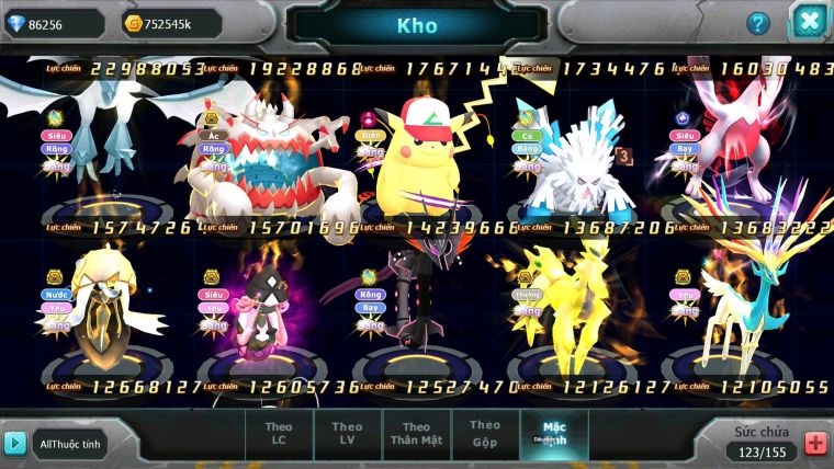 Mã : #TTS6728 - S650 - V15 - 6K6 Sách -BXH: 3 - Ho-oh WB Diancie CHD Yvetal & Lugia CH Nhiều Pet HT