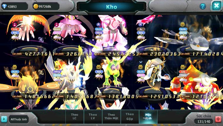 Mã : #TTS6735 - S905 - V13 - Ho-oh &Diancie CHD Palkia & Yvetal CH Nhiều Pet HT Bc