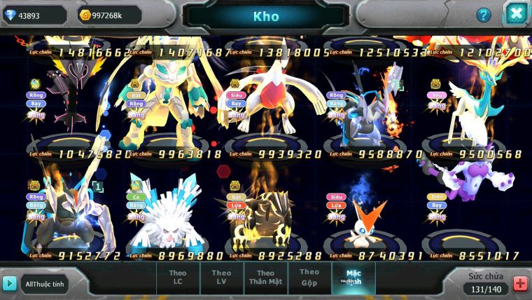 Mã : #TTS6735 - S905 - V13 - Ho-oh &Diancie CHD Palkia & Yvetal CH Nhiều Pet HT Bc