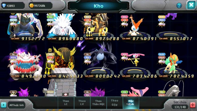 Mã : #TTS6735 - S905 - V13 - Ho-oh &Diancie CHD Palkia & Yvetal CH Nhiều Pet HT Bc