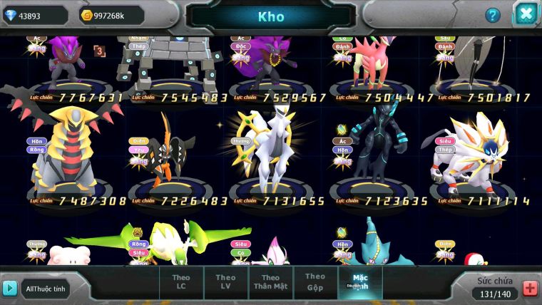 Mã : #TTS6735 - S905 - V13 - Ho-oh &Diancie CHD Palkia & Yvetal CH Nhiều Pet HT Bc