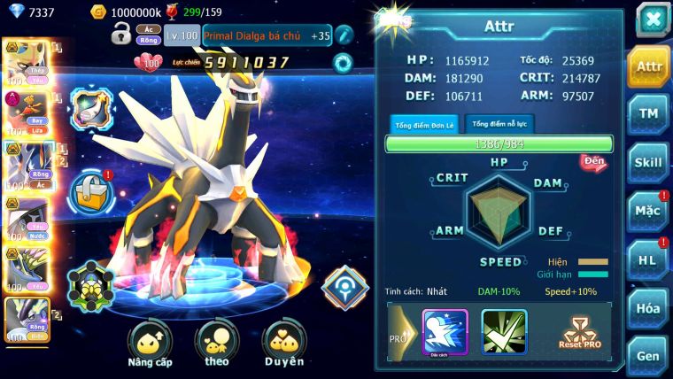 Mã : #TTS6756 - S1803 - V15 - BXH : 44 - Vua Kiếm Bc Ho-oh Dnm Pr Digla Bc Miraidon + 100M Bc Nhiều Pet Ht