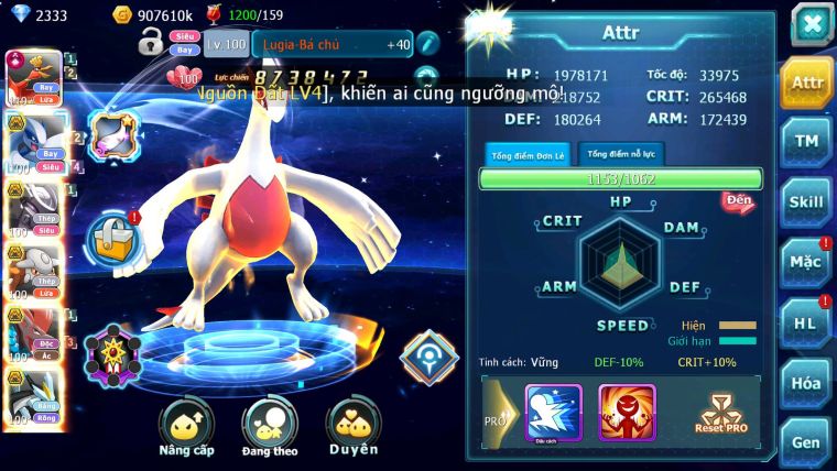 Mã : #TTS6769 - S980 - V6 - 410 Sách - BXH : 44 - Ho-oh CHD Lugia Bc Mew giáp bc hentran Bc Qvld Bc Nhiều Pet HT Bc