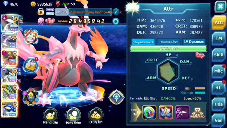 Mã : #TTS6766 - S9 -  V11 - BXH : 22 - White CHD Palkia & Black CH Ho-oh Dnm Rayquaza 3 Team