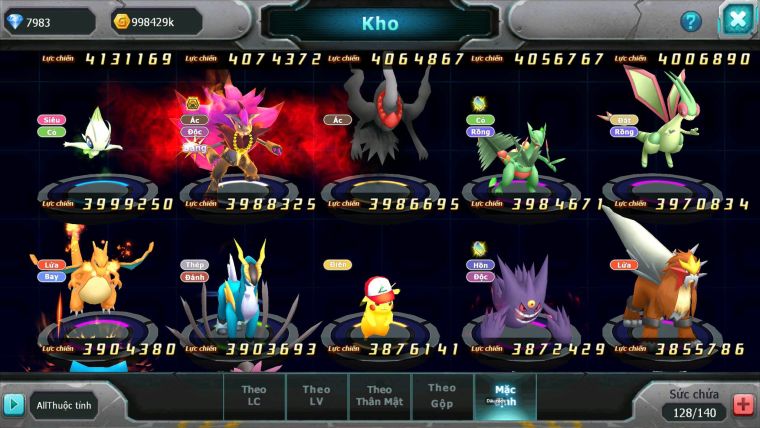 Mã : #TTS6783 - S1426 - V13 -BXH: 18 - Ho-oh CHD Palkia CH Yvetal Black White Lugia Bc