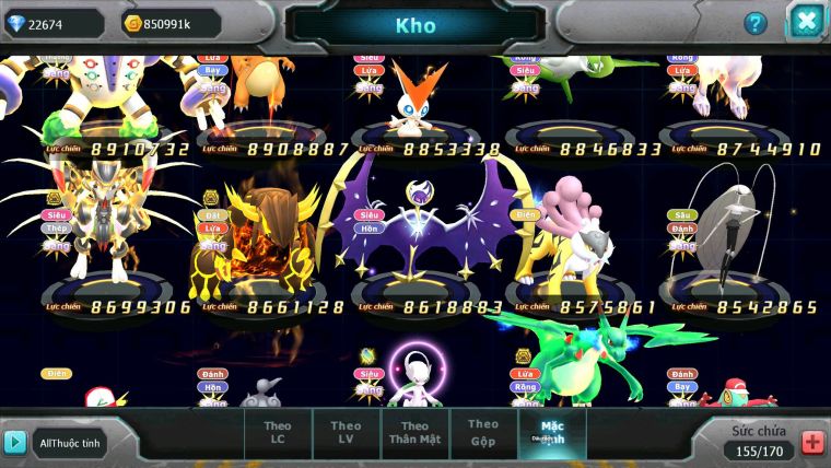 Mã : #TTS6781 - S561 - V15 - BXH: 4 - Ho-oh & Diancie CHD Palkia & Yvetal CH WB Dnm