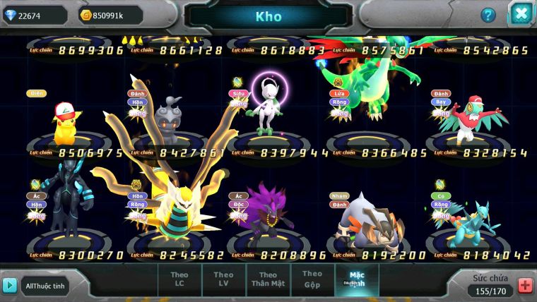 Mã : #TTS6781 - S561 - V15 - BXH: 4 - Ho-oh & Diancie CHD Palkia & Yvetal CH WB Dnm