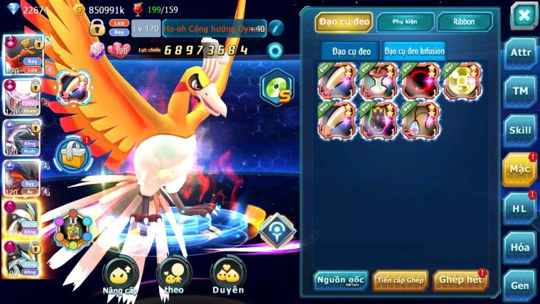 Mã : #TTS6781 - S561 - V15 - BXH: 4 - Ho-oh & Diancie CHD Palkia & Yvetal CH WB Dnm