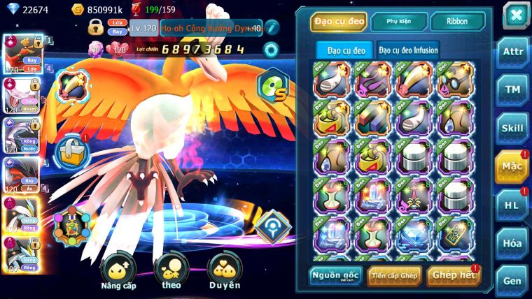 Mã : #TTS6781 - S561 - V15 - BXH: 4 - Ho-oh & Diancie CHD Palkia & Yvetal CH WB Dnm