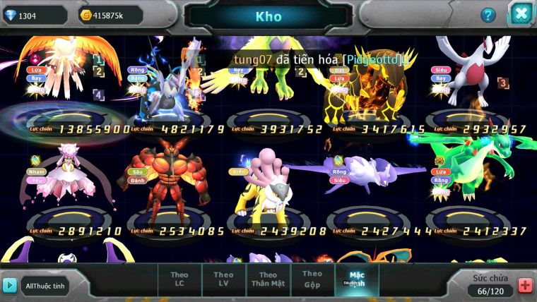 Mã : #TTS6810 - S1411 - V12 - Ho-oh CHD Unvoa Thần Gio Qvld Bc Lugia diancie nhiều pet ht