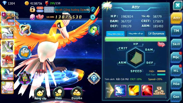 Mã : #TTS6810 - S1411 - V12 - Ho-oh CHD Unvoa Thần Gio Qvld Bc Lugia diancie nhiều pet ht