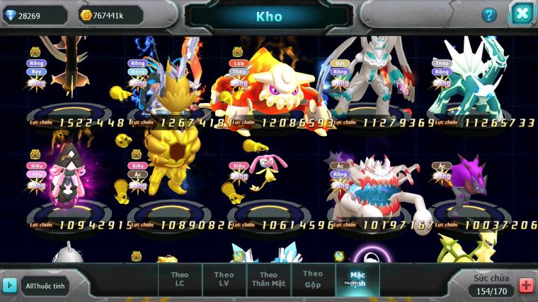 Mã : #TTS6806 - S561 - BXH: 4ALL - V15- Ho-oh & Diancie CHD Palkia Yvetal CH Wb Dnm Nhiều Pet BC + Hoopa Bá Chủ