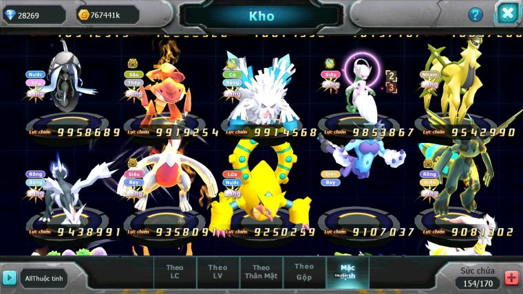 Mã : #TTS6806 - S561 - BXH: 4ALL - V15- Ho-oh & Diancie CHD Palkia Yvetal CH Wb Dnm Nhiều Pet BC + Hoopa Bá Chủ