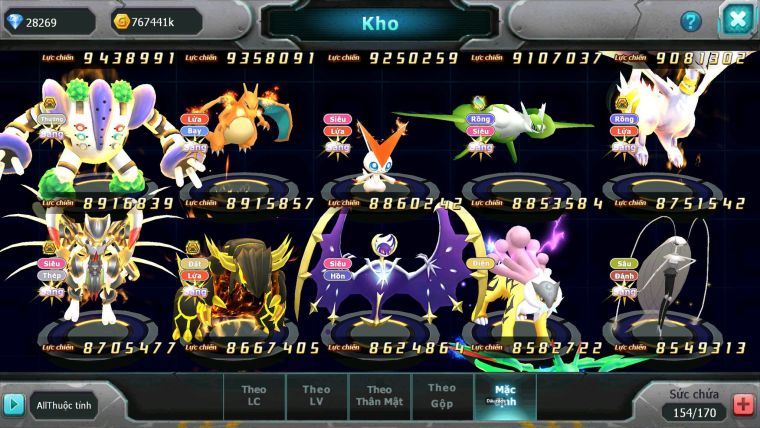 Mã : #TTS6806 - S561 - BXH: 4ALL - V15- Ho-oh & Diancie CHD Palkia Yvetal CH Wb Dnm Nhiều Pet BC + Hoopa Bá Chủ