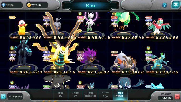 Mã : #TTS6806 - S561 - BXH: 4ALL - V15- Ho-oh & Diancie CHD Palkia Yvetal CH Wb Dnm Nhiều Pet BC + Hoopa Bá Chủ
