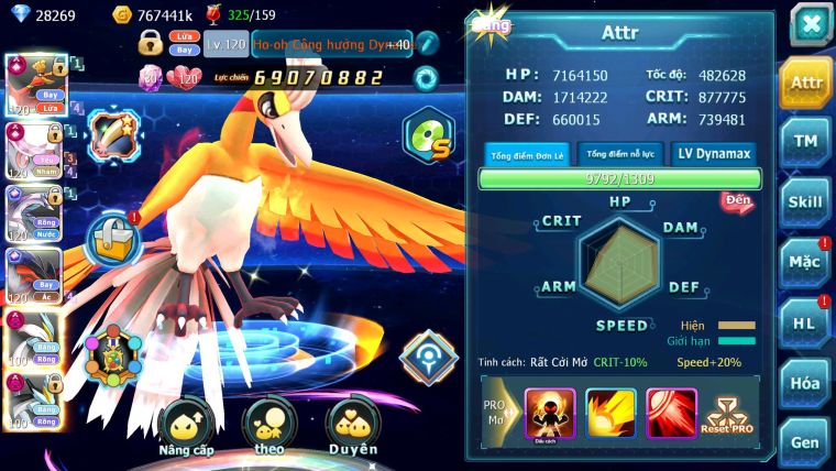 Mã : #TTS6806 - S561 - BXH: 4ALL - V15- Ho-oh & Diancie CHD Palkia Yvetal CH Wb Dnm Nhiều Pet BC + Hoopa Bá Chủ