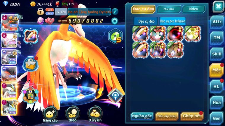 Mã : #TTS6806 - S561 - BXH: 4ALL - V15- Ho-oh & Diancie CHD Palkia Yvetal CH Wb Dnm Nhiều Pet BC + Hoopa Bá Chủ
