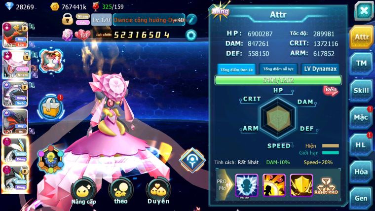 Mã : #TTS6806 - S561 - BXH: 4ALL - V15- Ho-oh & Diancie CHD Palkia Yvetal CH Wb Dnm Nhiều Pet BC + Hoopa Bá Chủ