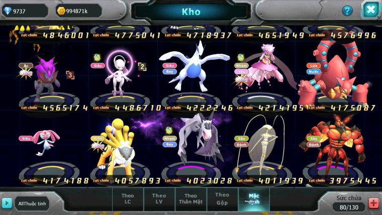 Mã : #TTS6814 - S1491 - BXH : 8 - V15 - Zlfare Dnm Ho-oh CHD Giratina CH Pr dialga Bc Nhiều Pet HT