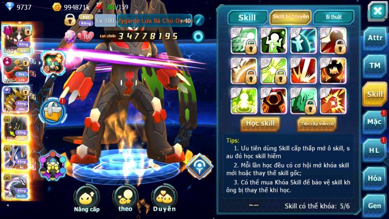 Mã : #TTS6814 - S1491 - BXH : 8 - V15 - Zlfare Dnm Ho-oh CHD Giratina CH Pr dialga Bc Nhiều Pet HT