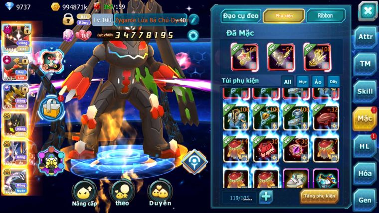 Mã : #TTS6814 - S1491 - BXH : 8 - V15 - Zlfare Dnm Ho-oh CHD Giratina CH Pr dialga Bc Nhiều Pet HT