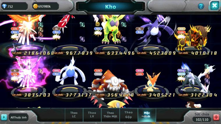 Mã : #TTS6818 - S1520 - V11 - BXH : 35 - Ho-oh CHD Yvetal Thần gió bc shadow lugia  nhiều pet Ht