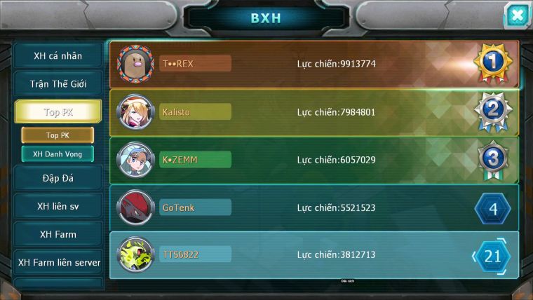 Mã : #TTS6822 - S1917 - V9 - BXH : 21 - Zflare Rắn Băng Bc Mes groudon Drak Ho-oh