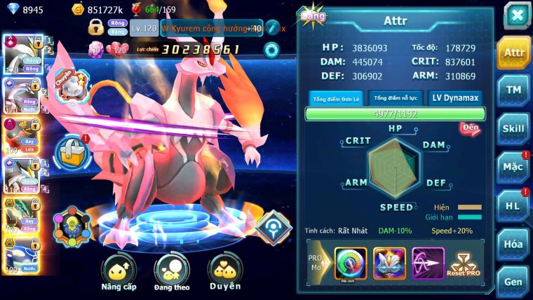 Mã : #TTS6839 - S9 - BXH : 25ALL - V11 - White CHD Palkia & Black CH Ho-oh Dnm Rayquaza Bc Nhiều Pet HT