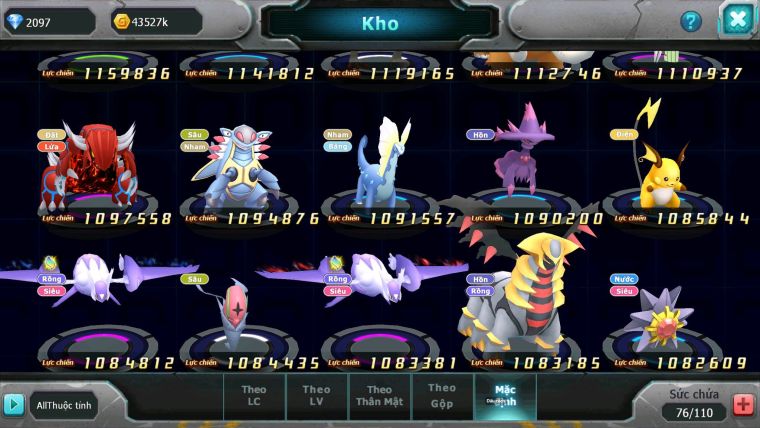 Mã : #TTS6838 - S1897 - BXH : 3 ALL - Hồn Tâm Bc Xerm Bc Tapu Bulu Bc Unvoa Kyogre Bc
