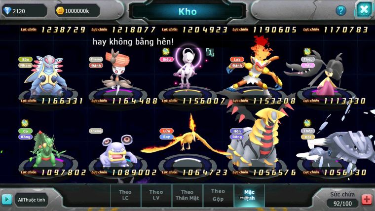 Mã : #TTS6854 - S1660 - V8 - Ho-oh Dnm Qvld Bc Thần Gios Bc Unvoa Yvetal nhiều pet ht