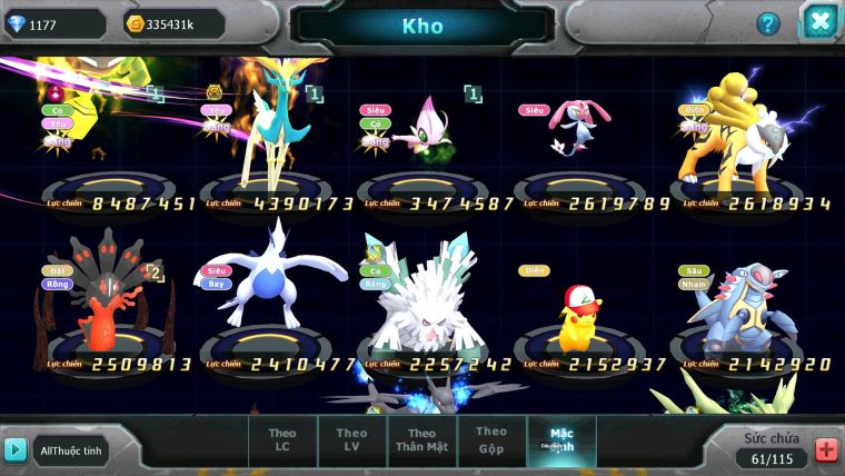 Mã : #TTS6853 - S1783 - V10 - Tapu Bulu Dnm Xerm Bc Celebi Raikou Zflare nhiều pet ht